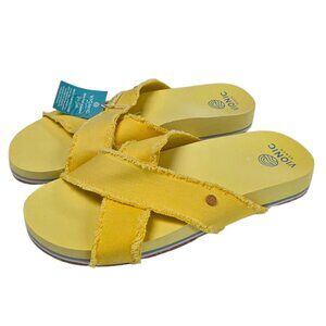 Vionic Beach Boardwalk Panama Sandals, Slides, Vacation, Resortwear, Yellow, 10